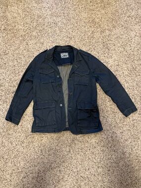 Jeremiah Dark Navy Denim Military Jacket with Utility Pockets